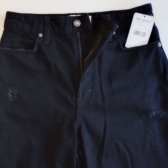 We The Free My Own Lane Jeans 27 NWT $128 Black High Rise Destroyed OB988447 - Picture 5 of 11
